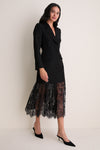 Black Mixed-Media Lace Imogen Blazer Dress