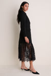 Black Mixed-Media Lace Imogen Blazer Dress