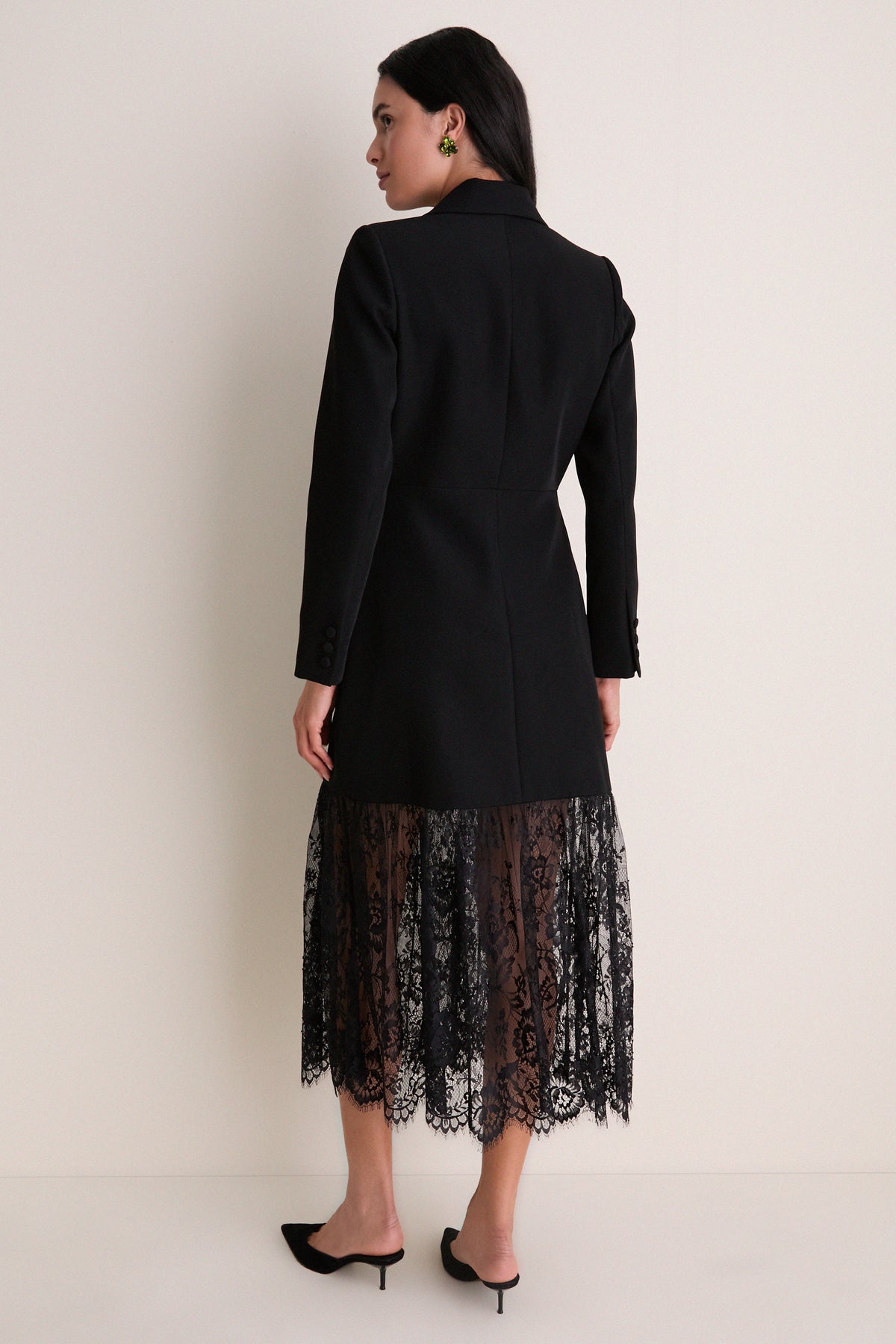 Black Mixed-Media Lace Imogen Blazer Dress