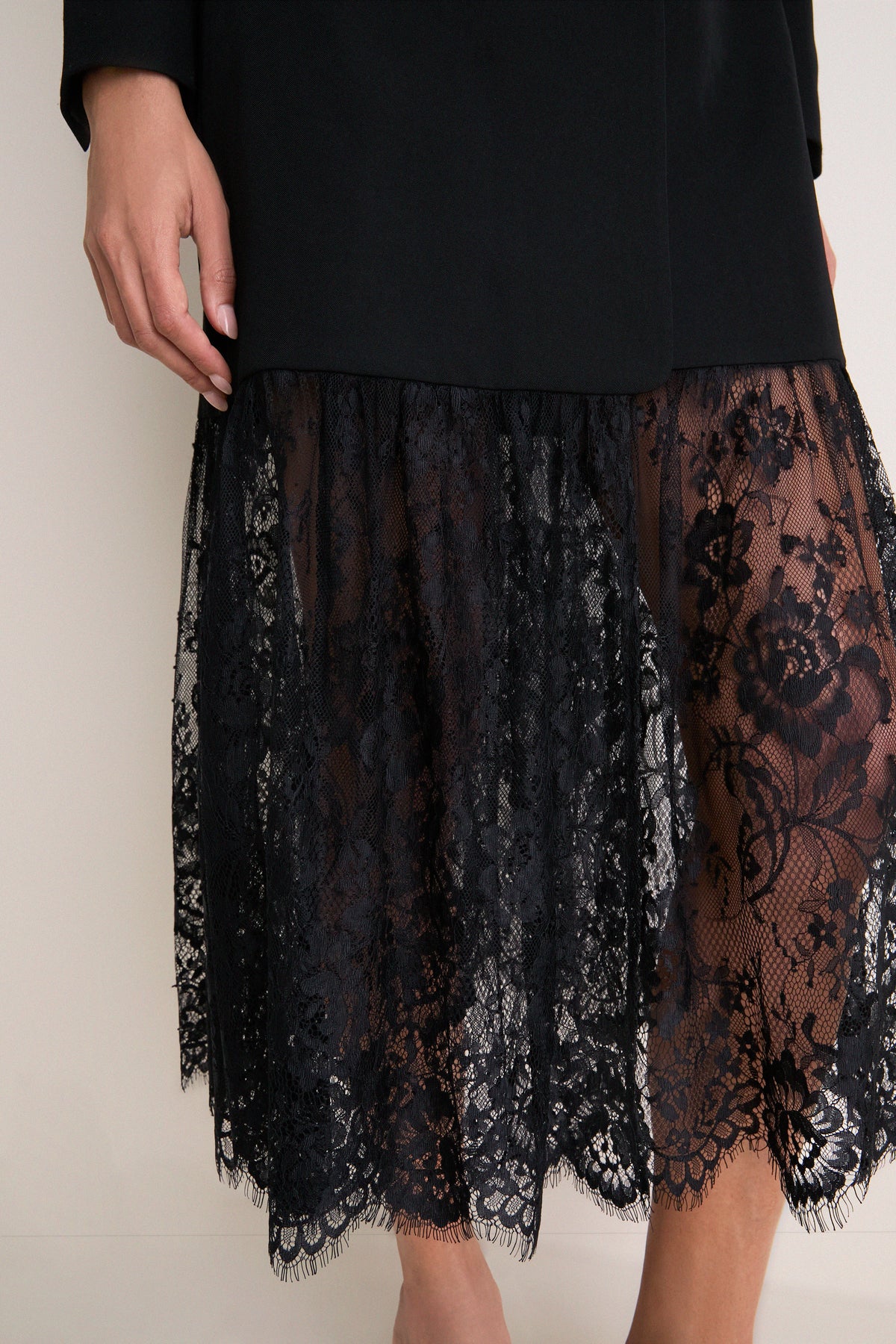 Black Mixed-Media Lace Imogen Blazer Dress
