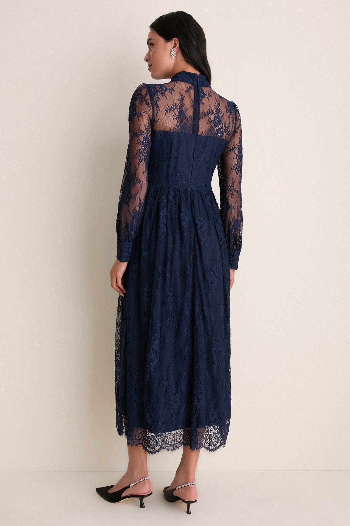 Navy Lace Long Sleeve Adalyn Maxi Dress