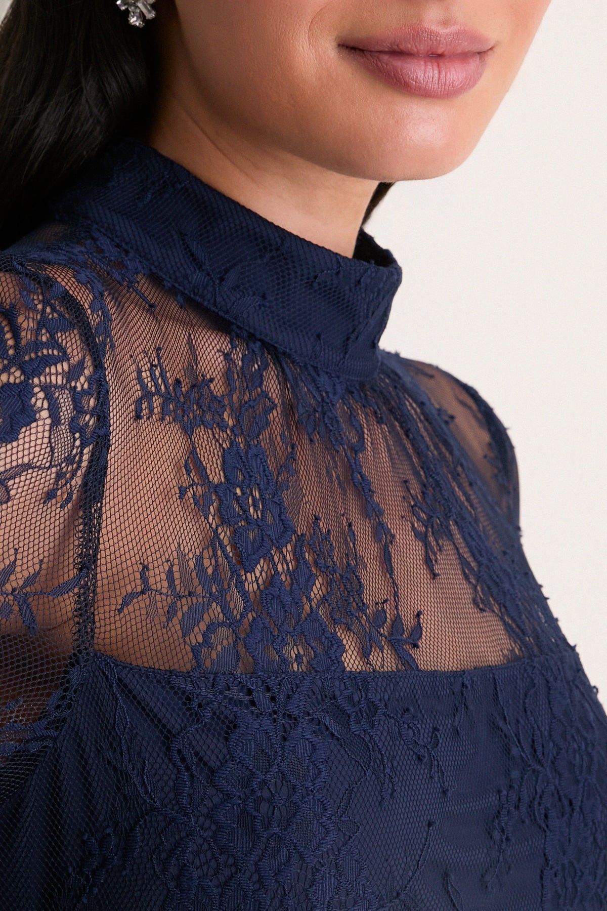 Navy Lace Long Sleeve Adalyn Maxi Dress