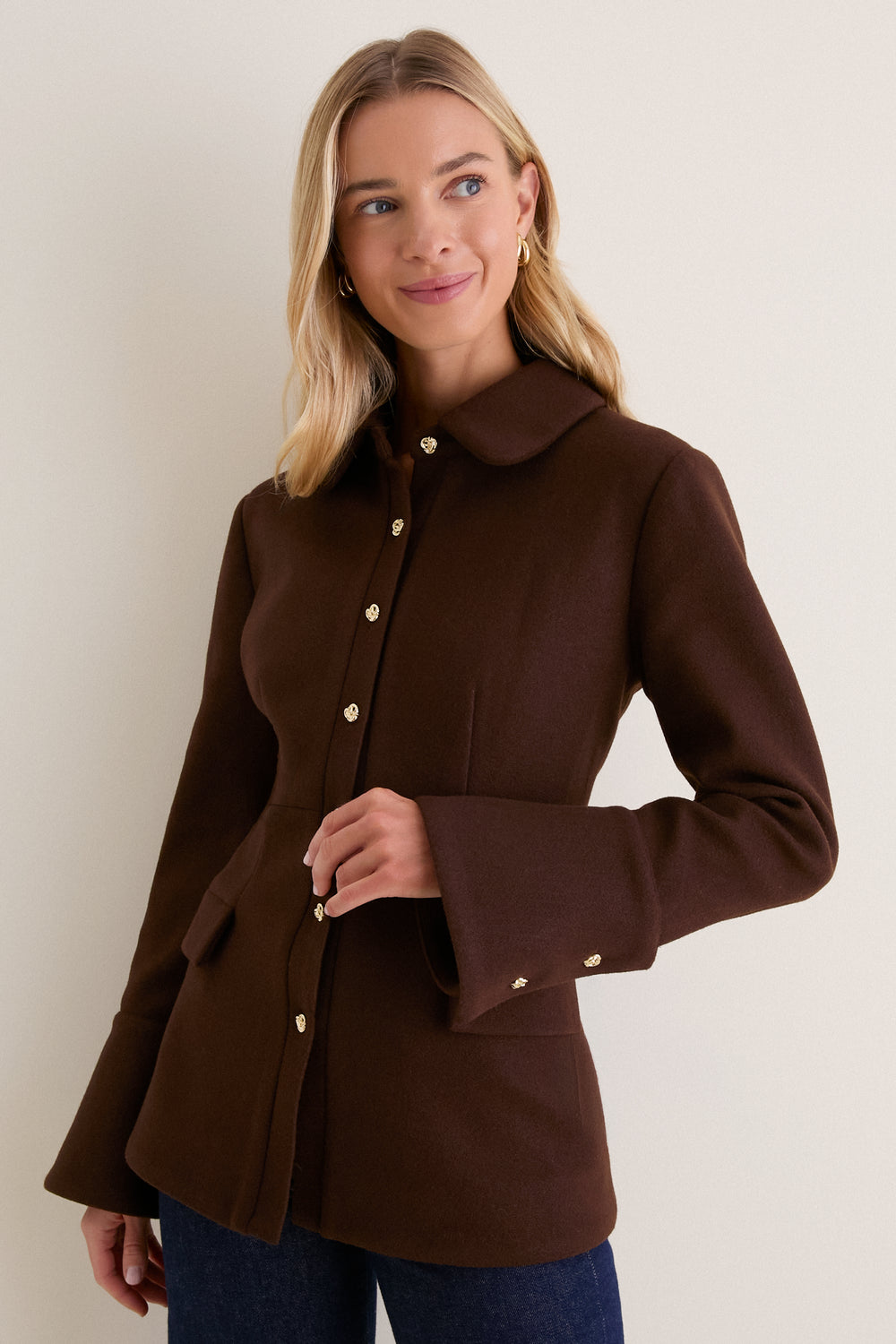 Chocolate Wool Empire Waist Linden Tailored Jacket