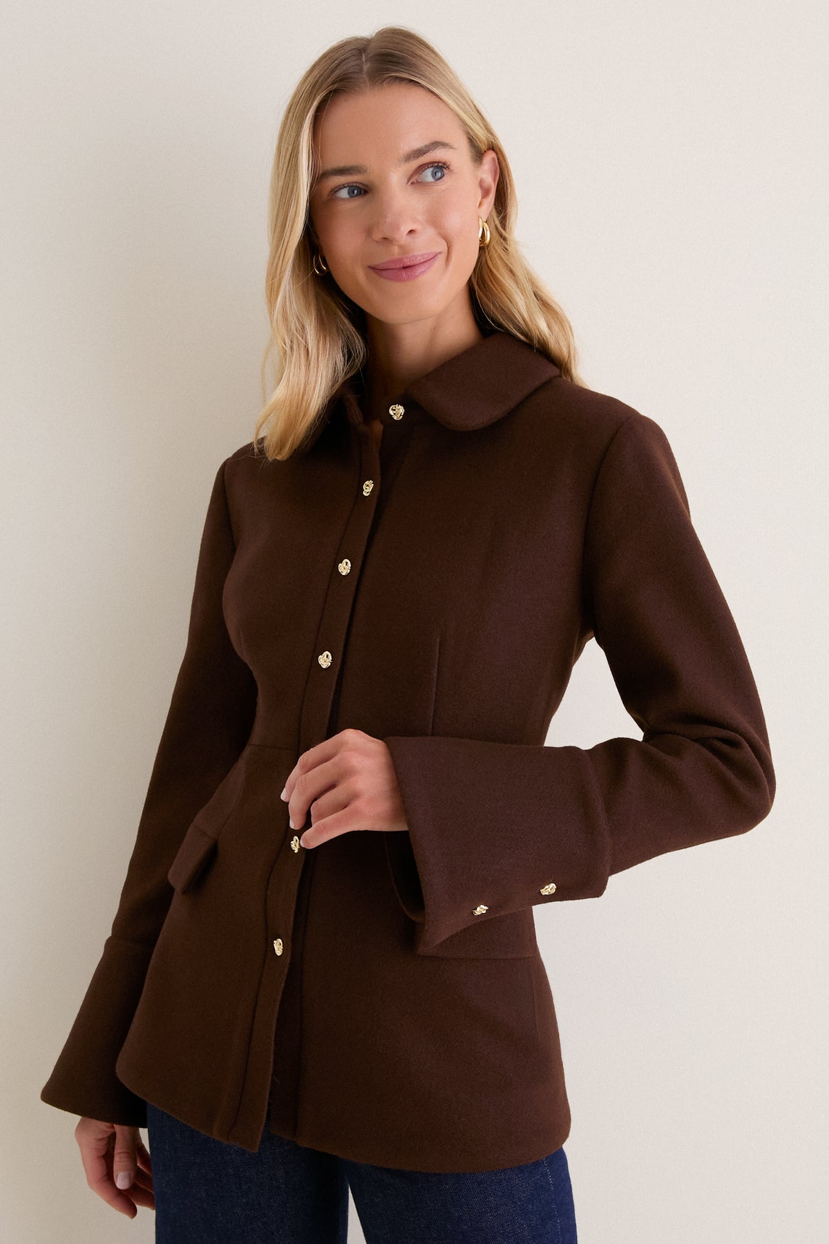 Chocolate Wool Empire Waist Linden Tailored Jacket