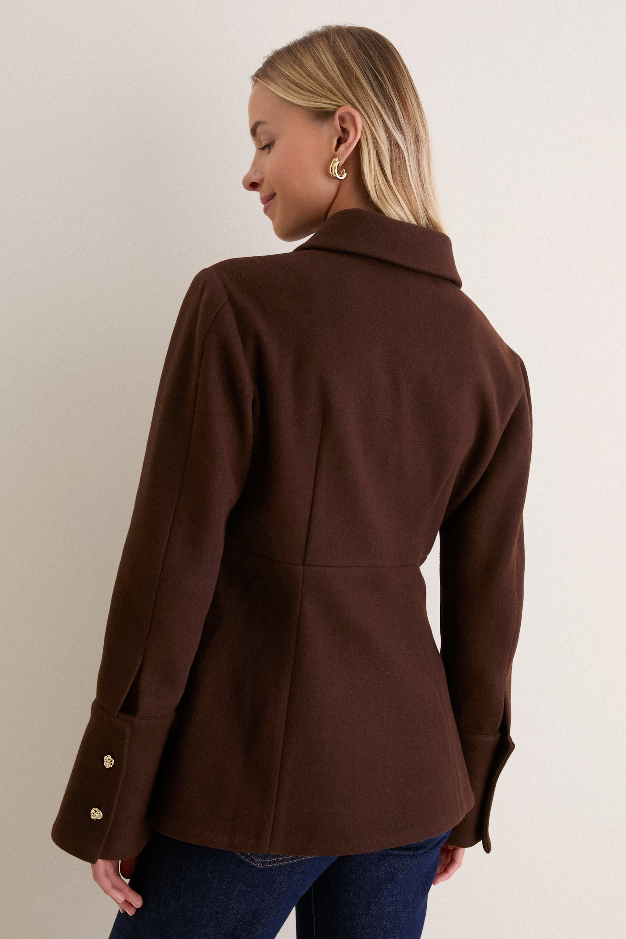 Chocolate Wool Empire Waist Linden Tailored Jacket | Hyacinth