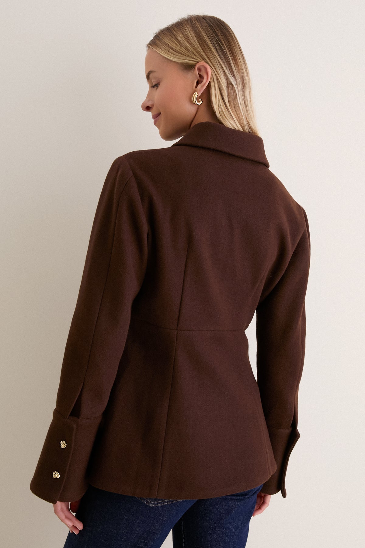 Chocolate Wool Empire Waist Linden Tailored Jacket