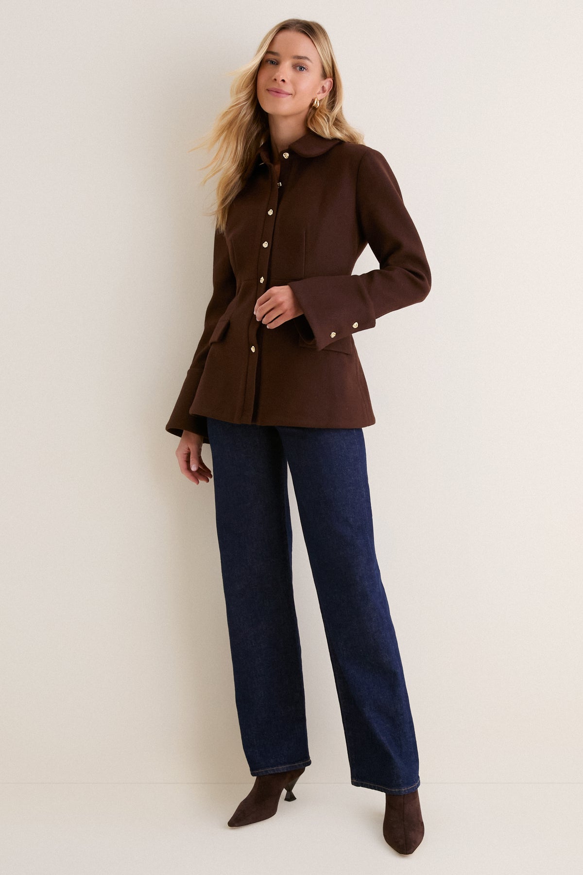 Chocolate Wool Empire Waist Linden Tailored Jacket