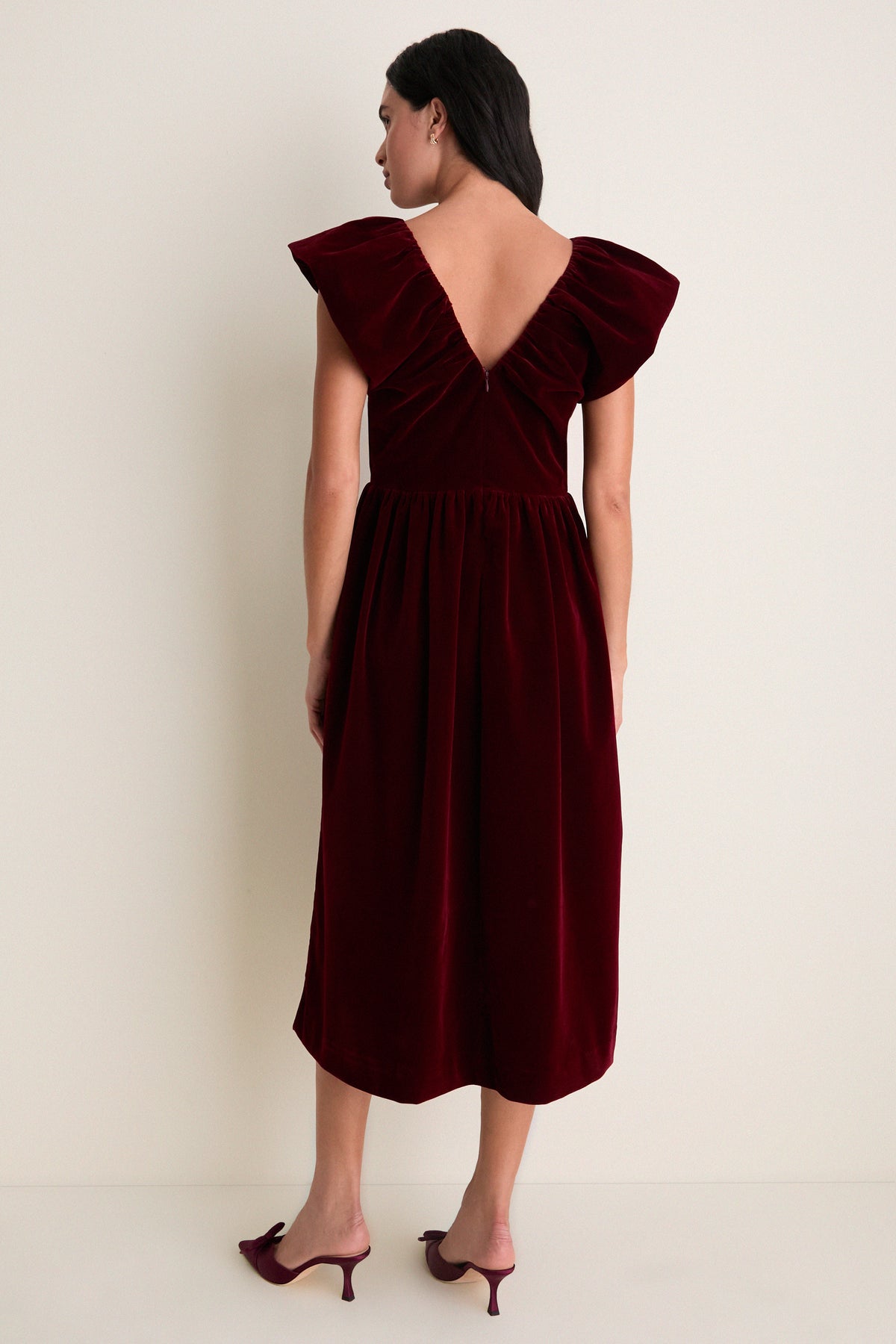 Burgundy Velvet Lyra Midi Dress
