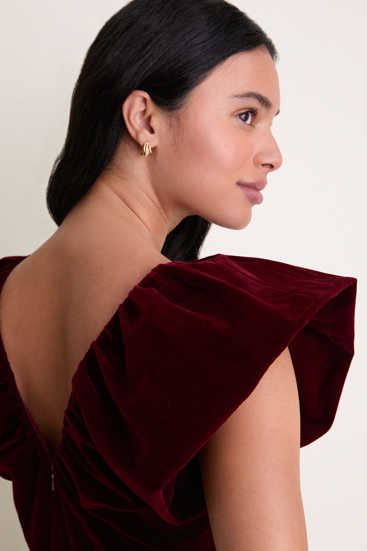 Burgundy Velvet Lyra Midi Dress
