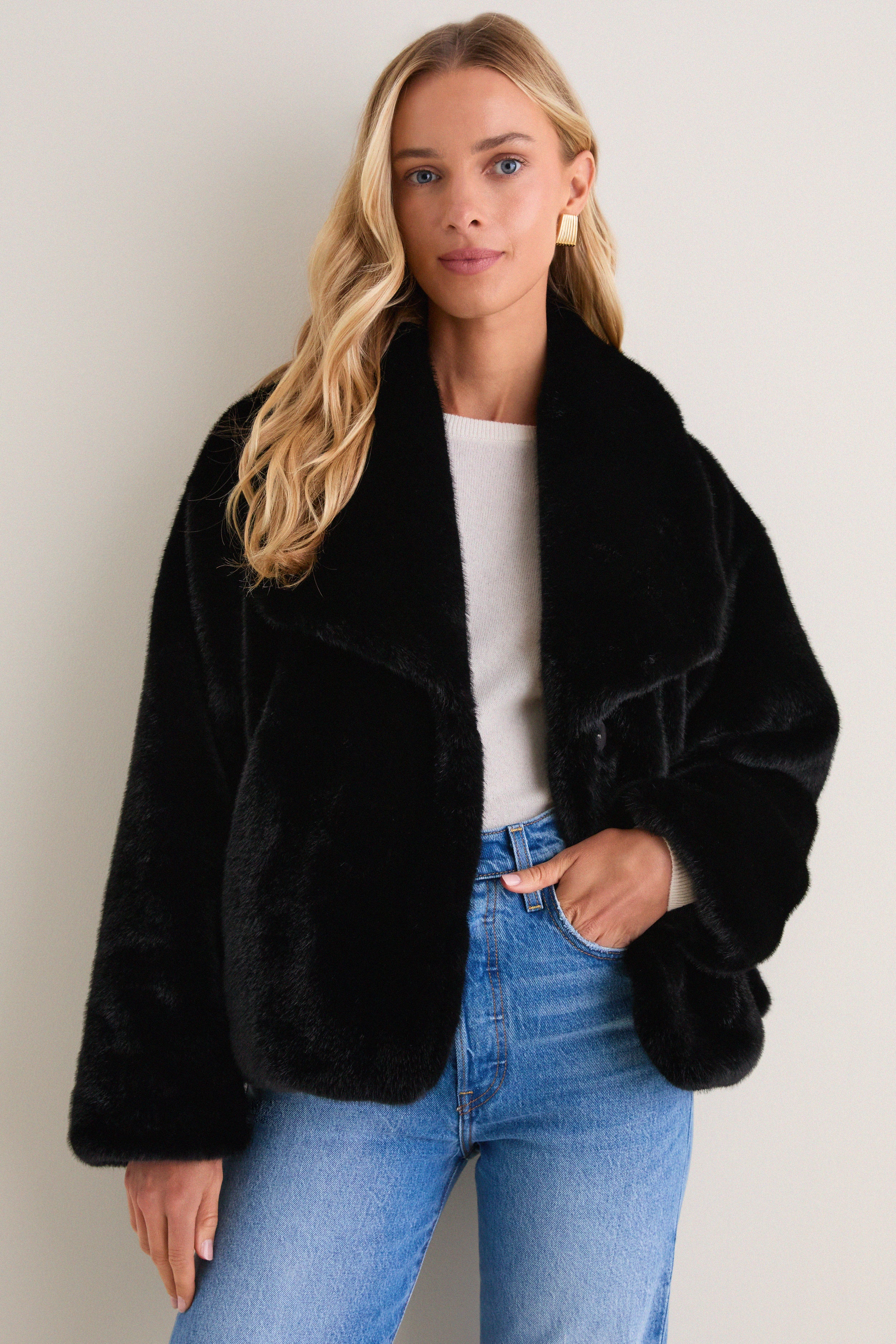 Black Faux Fur Haddon Jacket