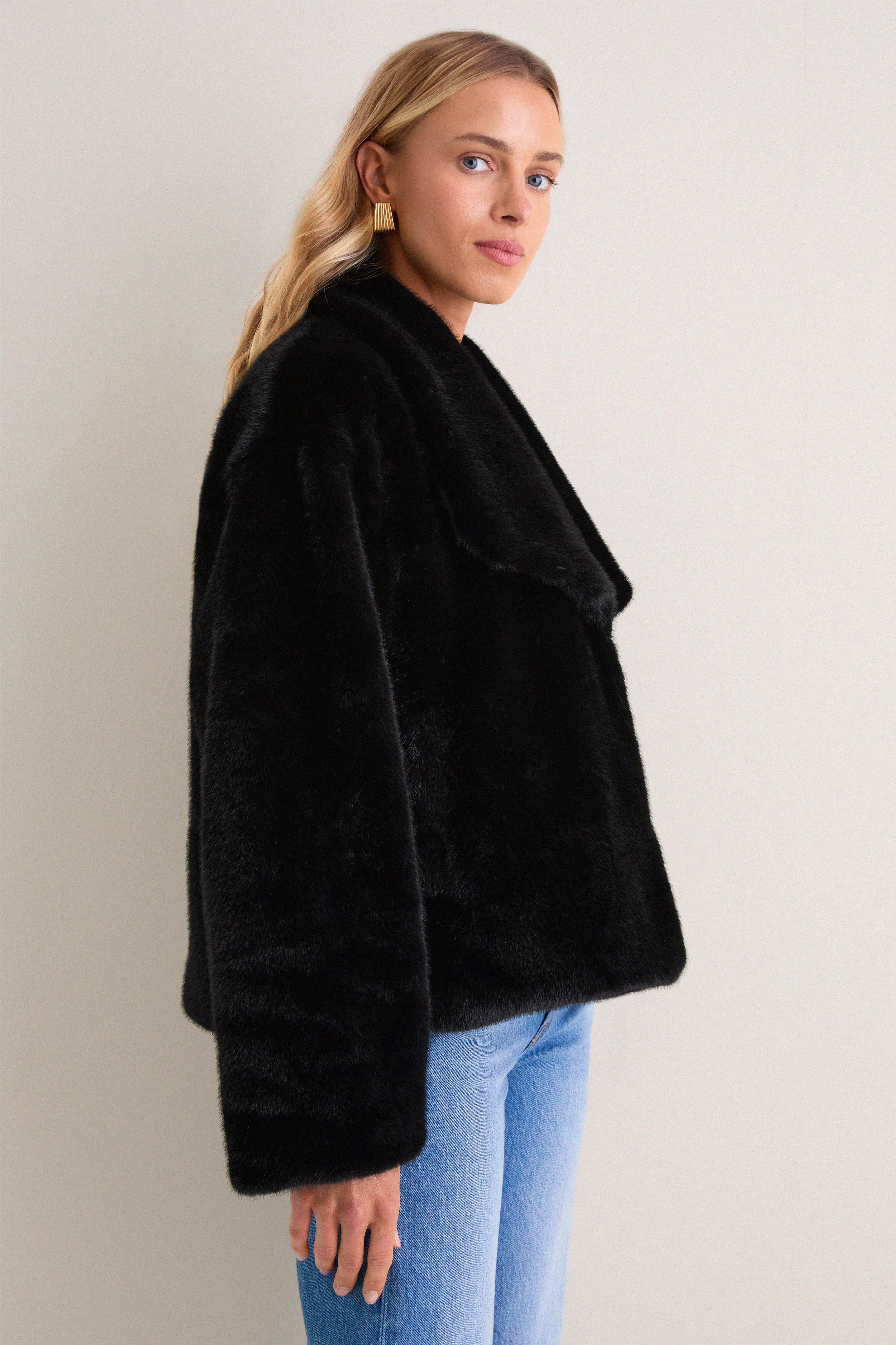 Black Faux Fur Haddon Jacket