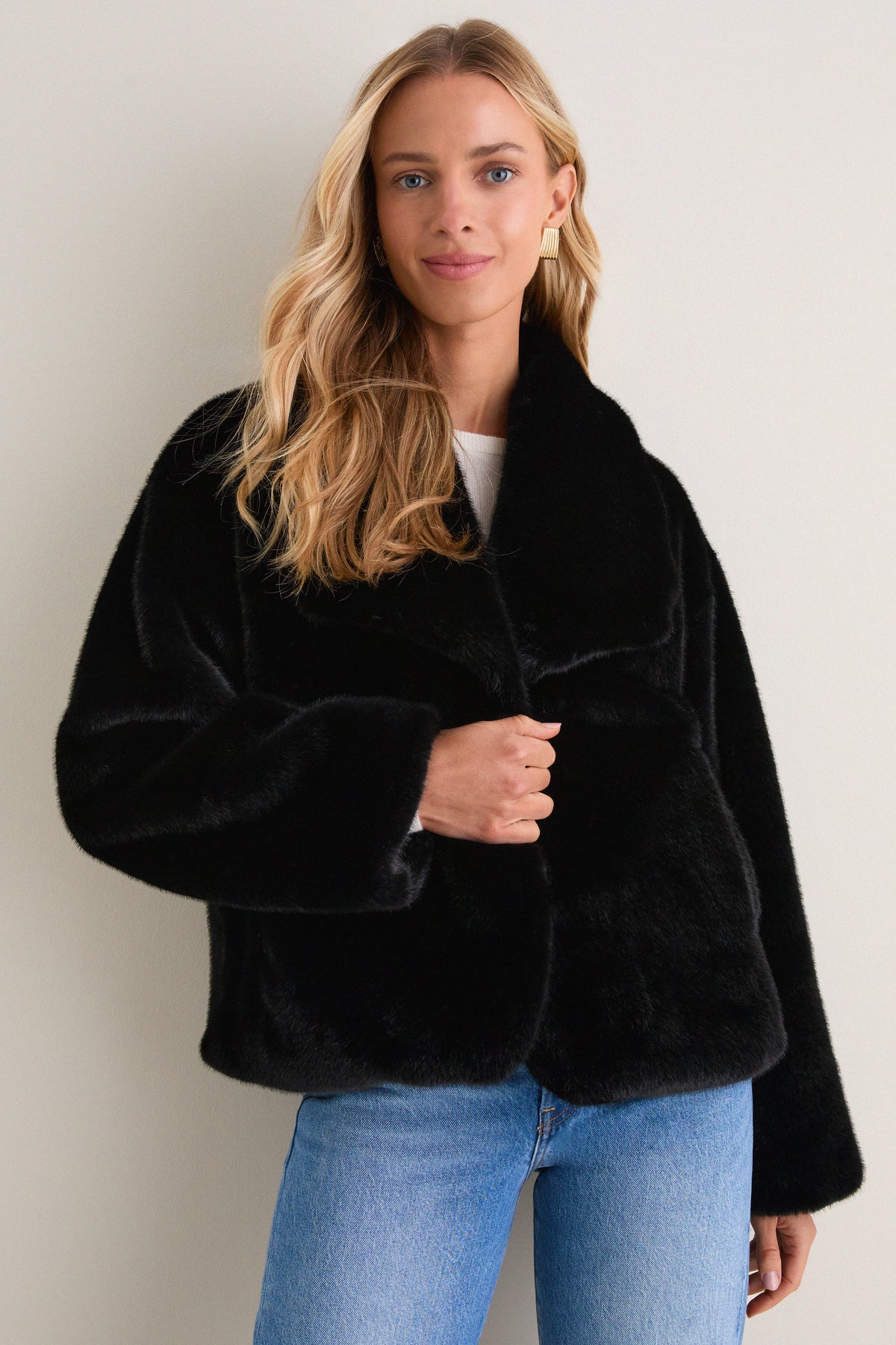 Black Faux Fur Haddon Jacket
