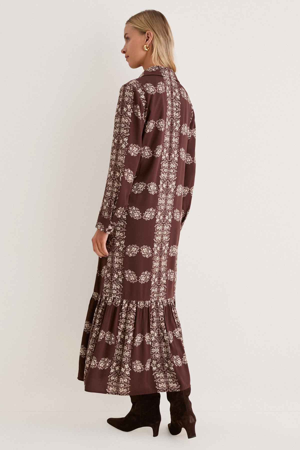Brown Floral Button Down Miller Maxi Dress