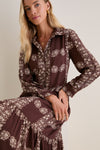 Brown Floral Button Down Miller Maxi Dress