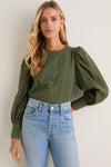 Olive Eyelet Long Sleeve Harriet Blouse