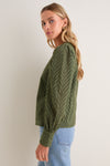 Olive Eyelet Long Sleeve Harriet Blouse