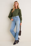 Olive Eyelet Long Sleeve Harriet Blouse