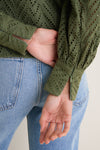 Olive Eyelet Long Sleeve Harriet Blouse