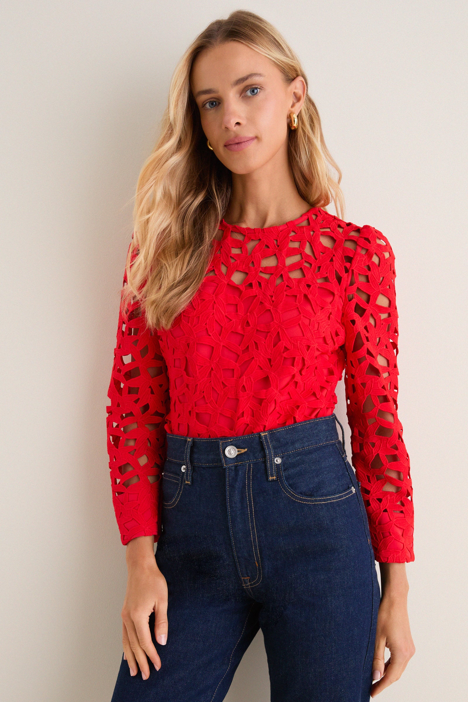 Red Lace Elodie Blouse