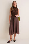 Brown Velvet Lace Twofer Midi Dress