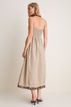 Brown Multi Embroidered Plaid Midi Dress