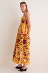 Mustard Multi Square Neck Sleeveless Midi Dress