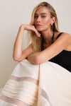 Black Multi Sheer Insert Cotton Knit Twofer Midi Dress