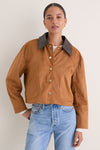 Camel Contrast Collar Jacket