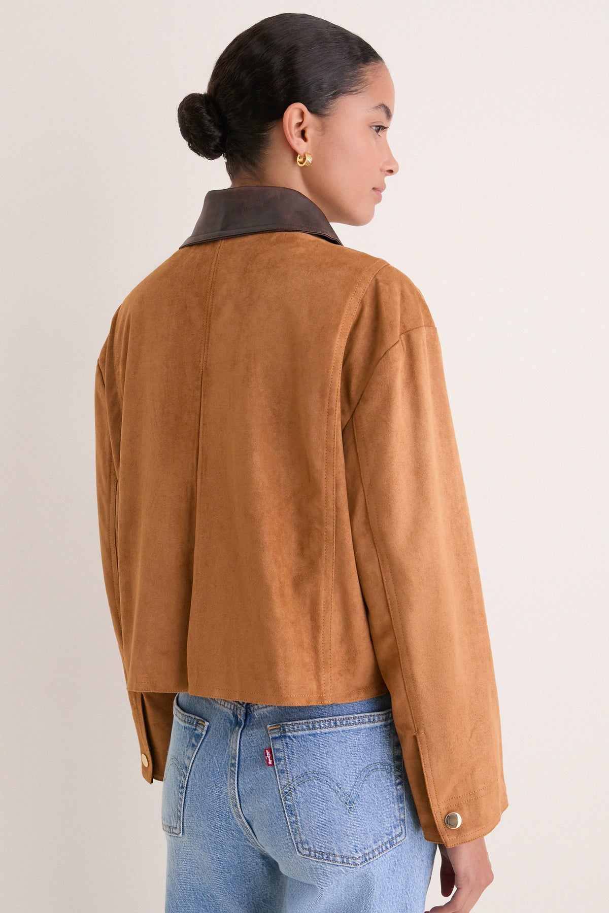 Camel Contrast Collar Jacket