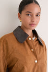Camel Contrast Collar Jacket