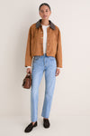 Camel Contrast Collar Jacket