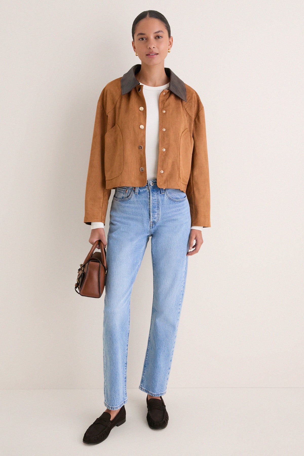 Camel Contrast Collar Jacket