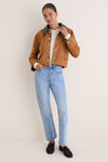 Camel Contrast Collar Jacket
