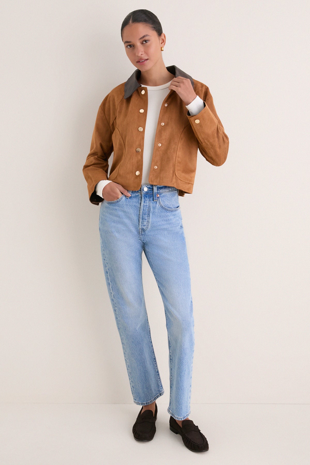 Camel Contrast Collar Jacket