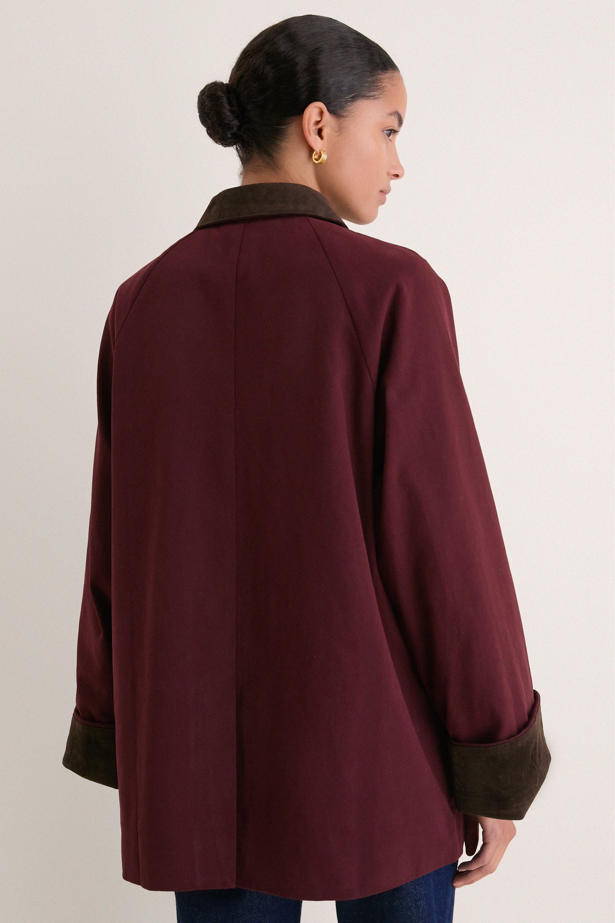 Oxblood Multi Contrast Collar Barn Jacket