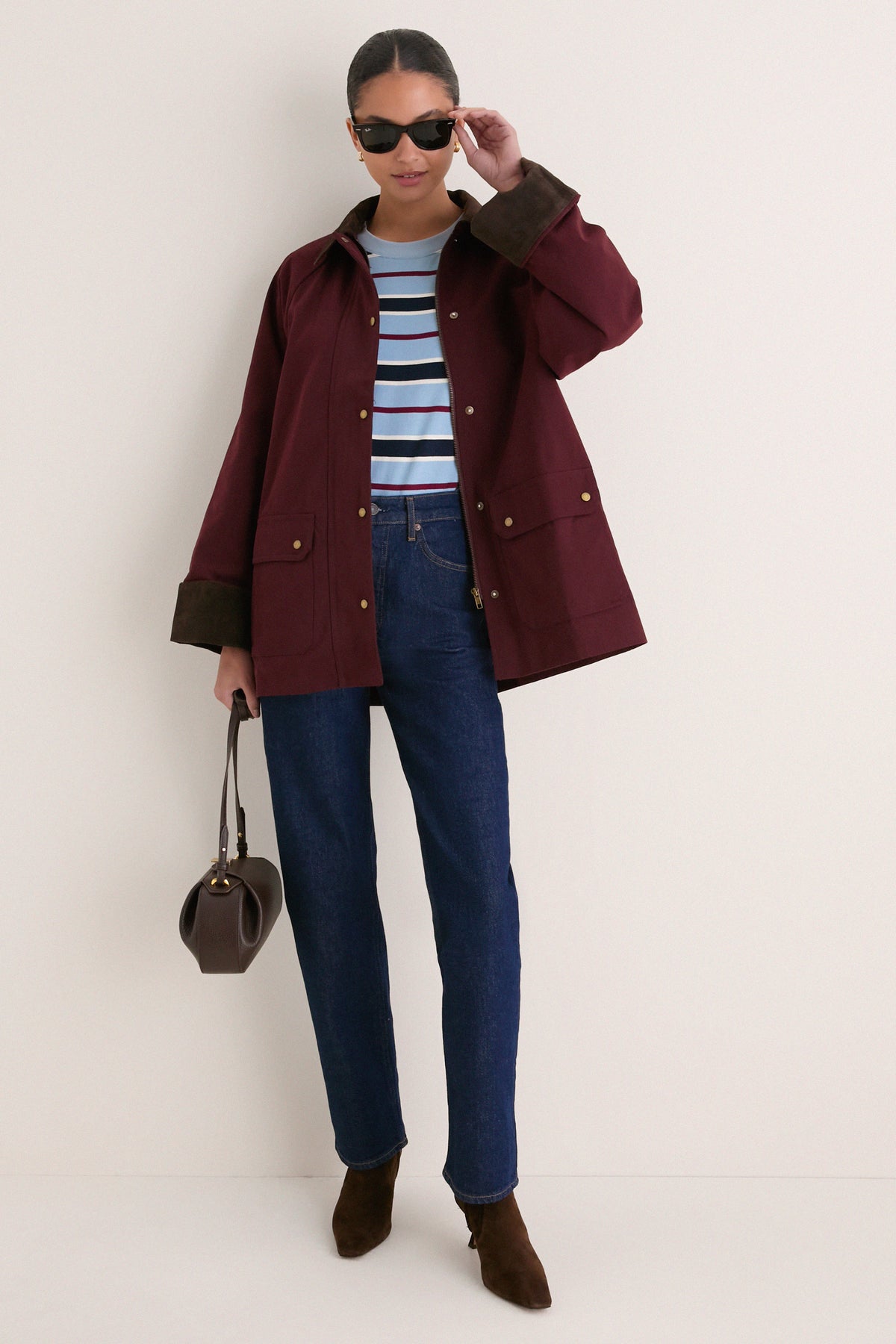 Oxblood Multi Contrast Collar Barn Jacket