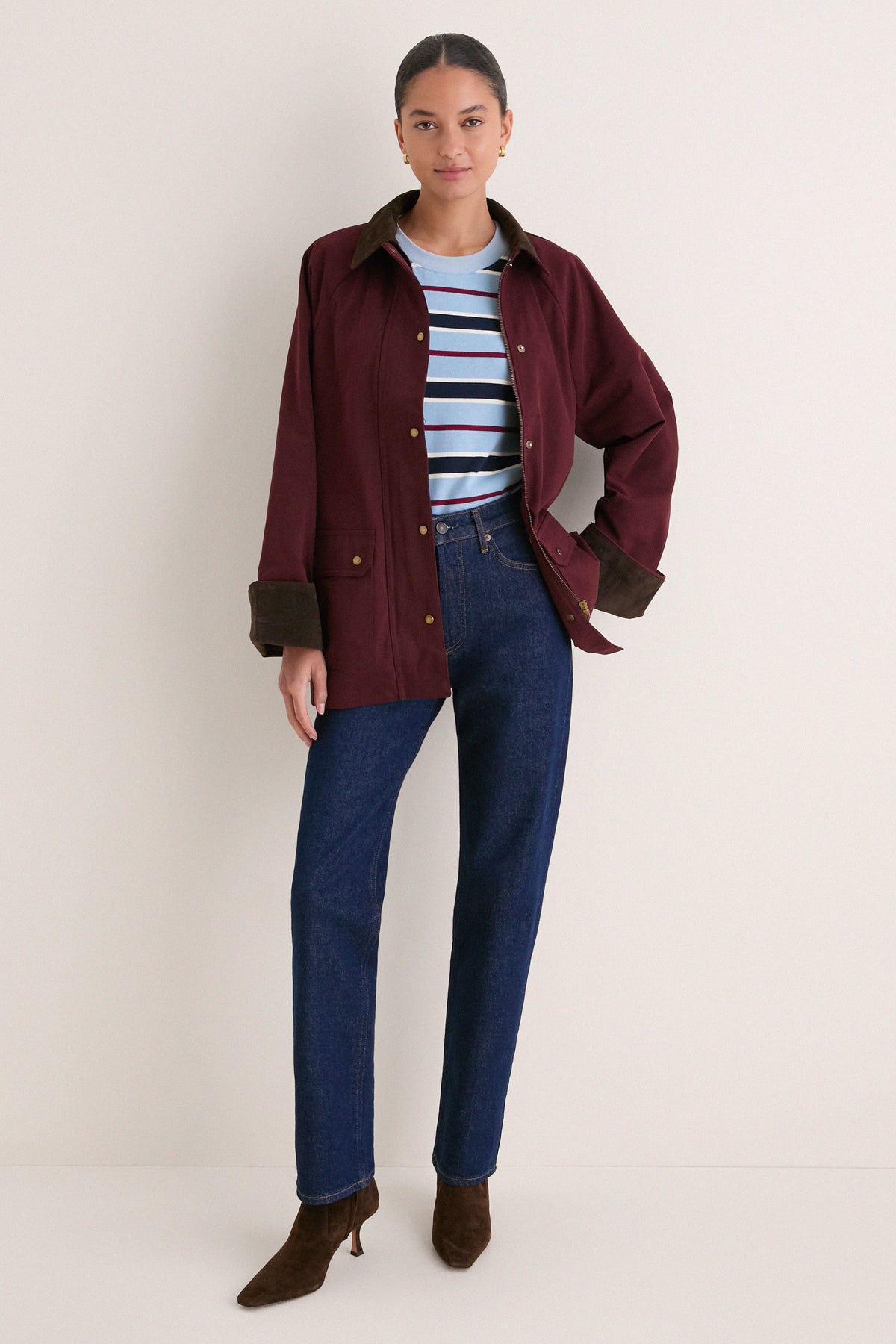 Oxblood Multi Contrast Collar Barn Jacket