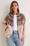 Beige Multi Fair Isle Sherpa Knit Contrast Jacket