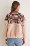 Beige Multi Fair Isle Sherpa Knit Contrast Jacket
