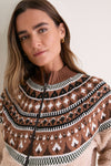 Beige Multi Fair Isle Sherpa Knit Contrast Jacket