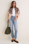 Beige Multi Fair Isle Sherpa Knit Contrast Jacket