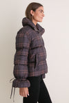 Dark Brown Multi Plaid Puffer Jacket