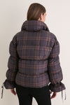 Dark Brown Multi Plaid Puffer Jacket