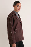 Dark Brown Studded Suede Jacket