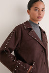 Dark Brown Studded Suede Jacket