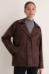 Dark Brown Studded Suede Jacket