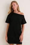Black Jersey Off-the-Shoulder Alessandra Dress