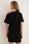 Black Jersey Off-the-Shoulder Alessandra Dress