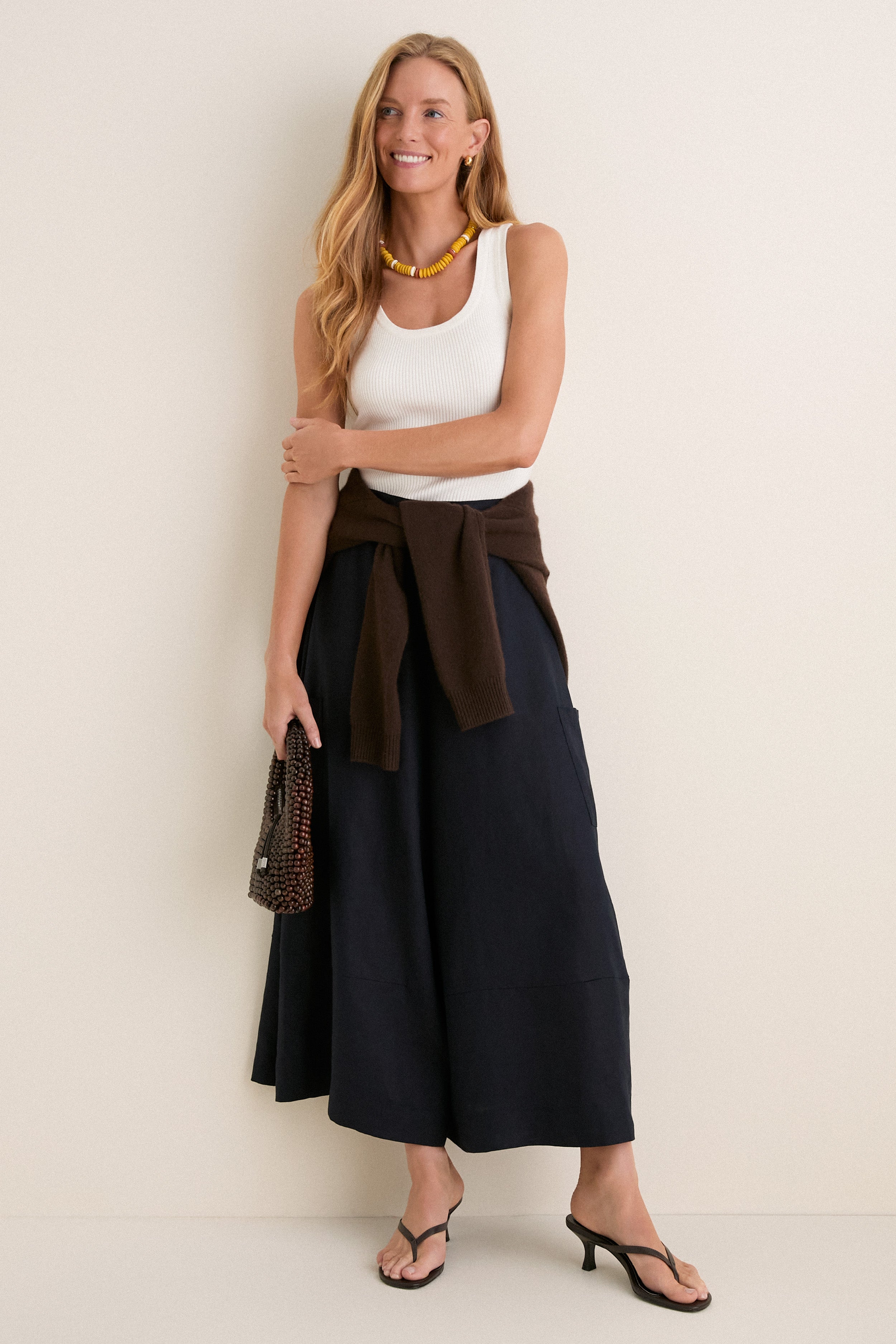 Navy Linen Wide Leg Enzo Pant | Tuckernuck
