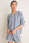 Blue Grotto Crochet Capri Crewneck